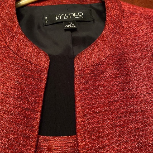 Kasper!!! Vintage 3pc Red and Black Pantsuit. SZ 14 Petite - Picture 8 of 14